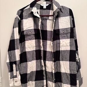 Old Navy Black and White Flannel Shirt
